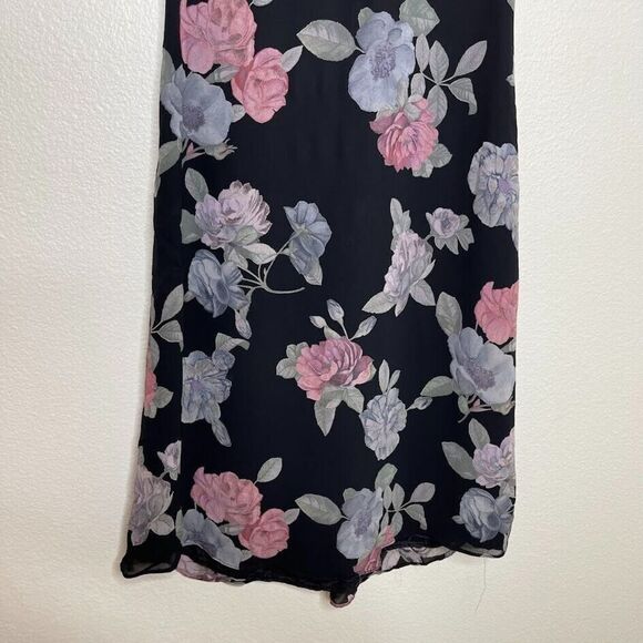 90’s Y2K Midi Dress Vintage Size 14 Chiffon Floral Romantic Fairy Whimsigoth - Picture 9 of 9